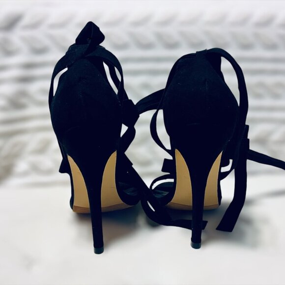 Truffle Collection Black Suede Lace Up Stilettos - Picture 4 of 6